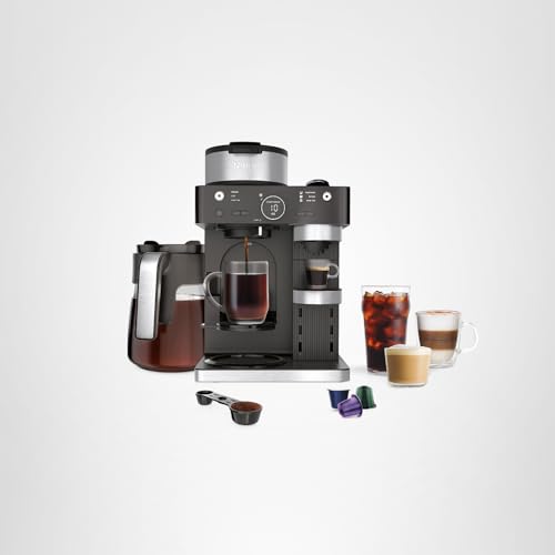 Ninja Espresso & Coffee Maker CFN601, 3 Brew Styles, Nespresso Compatible, Built-in Frother & 12-Cup Carafe