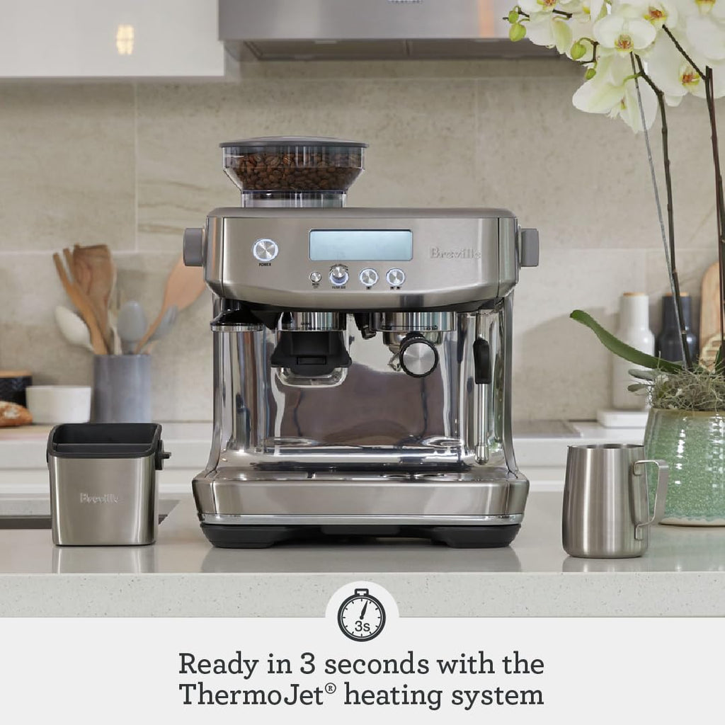 Breville Barista Pro BES878BSS Espresso Machine with Grinder & ThermoJet, Brushed Stainless Steel