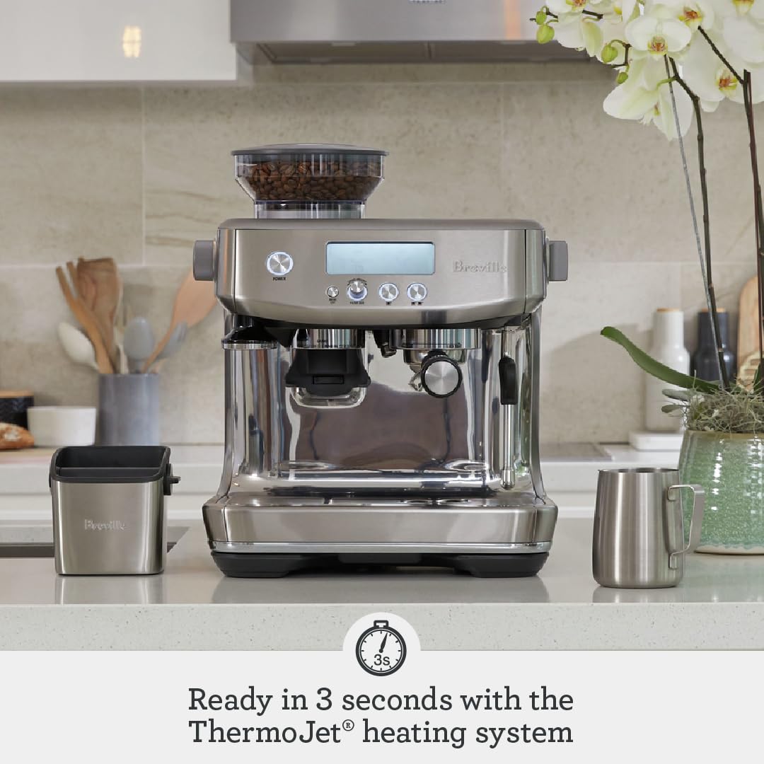 Breville Barista Pro BES878BSS Espresso Machine with Grinder & ThermoJet, Brushed Stainless Steel