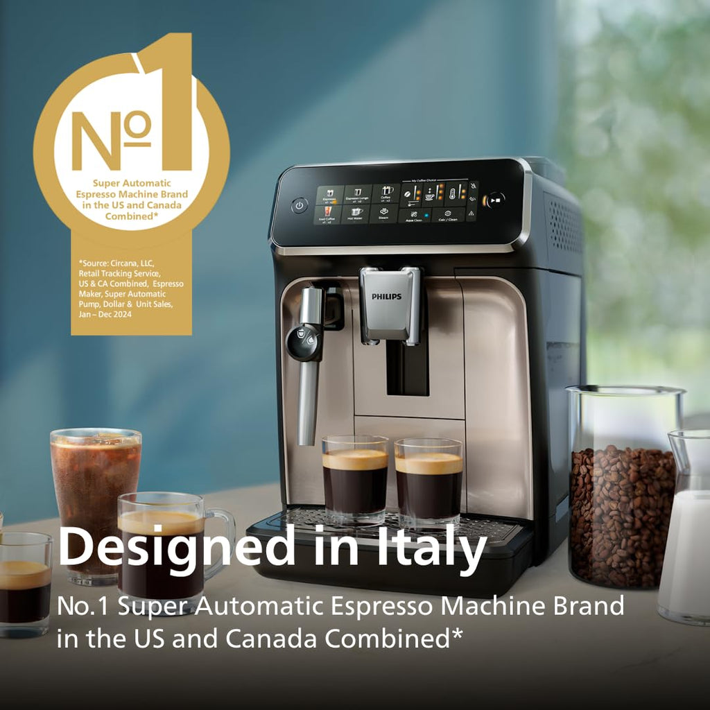 Philips 3300 Fully Automatic Espresso Machine with Grinder & Milk Frother - 5 Hot & Iced Coffee Presets