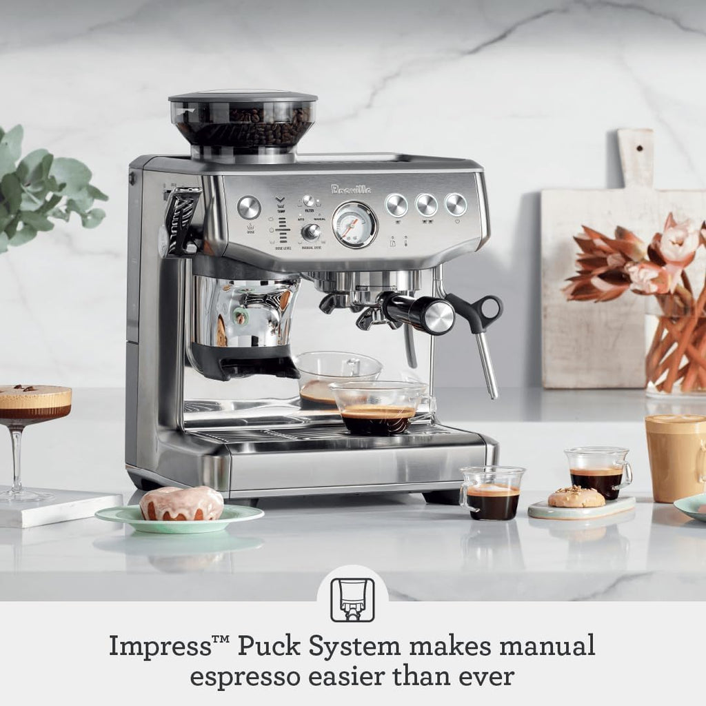 Breville Barista Express Impress BES876BSS Espresso Machine with Grinder & Auto Dosing, Brushed Stainless Steel