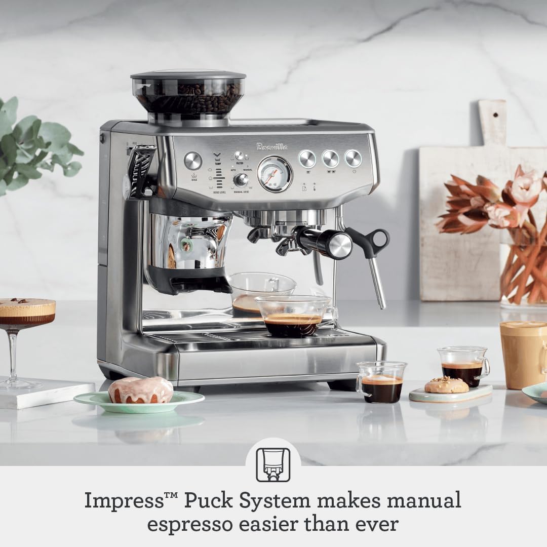 Breville Barista Express Impress BES876BSS Espresso Machine with Grinder & Auto Dosing, Brushed Stainless Steel