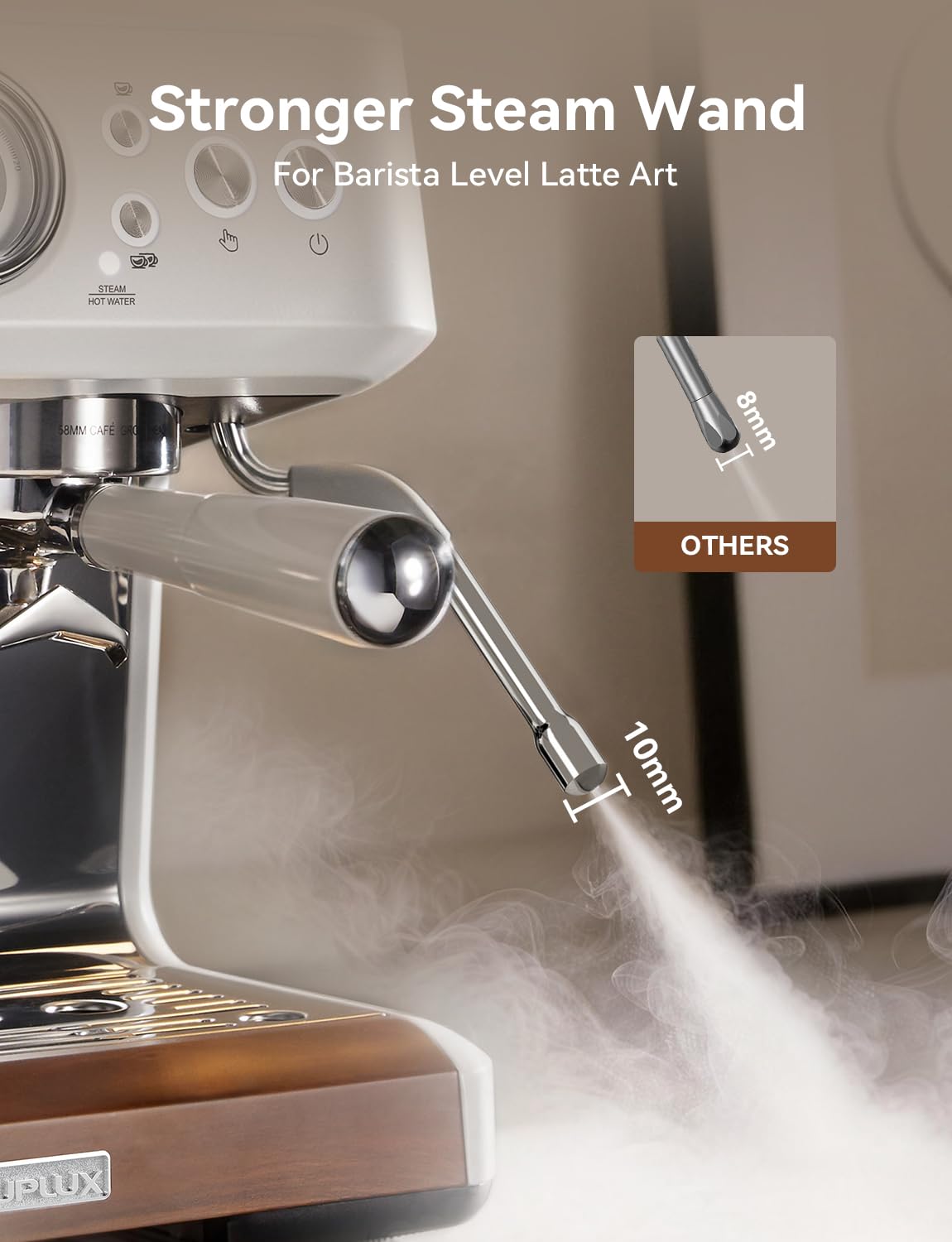 COUPLUX 2026 Espresso Machine with Anti-Static Grinder, 58mm Portafilter, 15 Bar Pump & Steam Wand