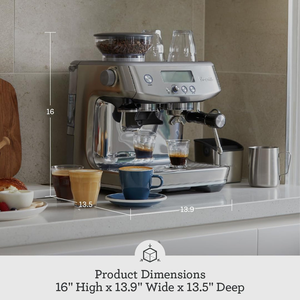 Breville Barista Pro BES878BSS Espresso Machine with Grinder & ThermoJet, Brushed Stainless Steel