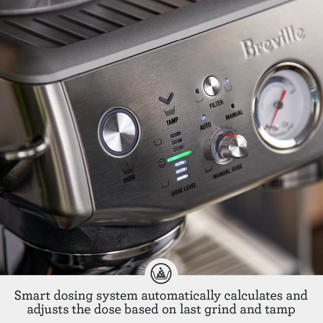 Breville Barista Express Impress BES876BSS Espresso Machine with Grinder & Auto Dosing, Brushed Stainless Steel