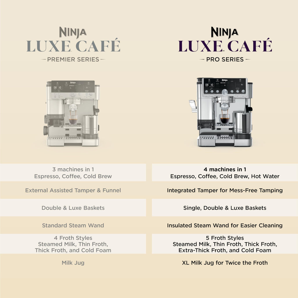 Ninja Luxe Café Pro Espresso Machine with Grinder & Frother - 4-in-1 Coffee Maker for Espresso, Drip, Cold Brew