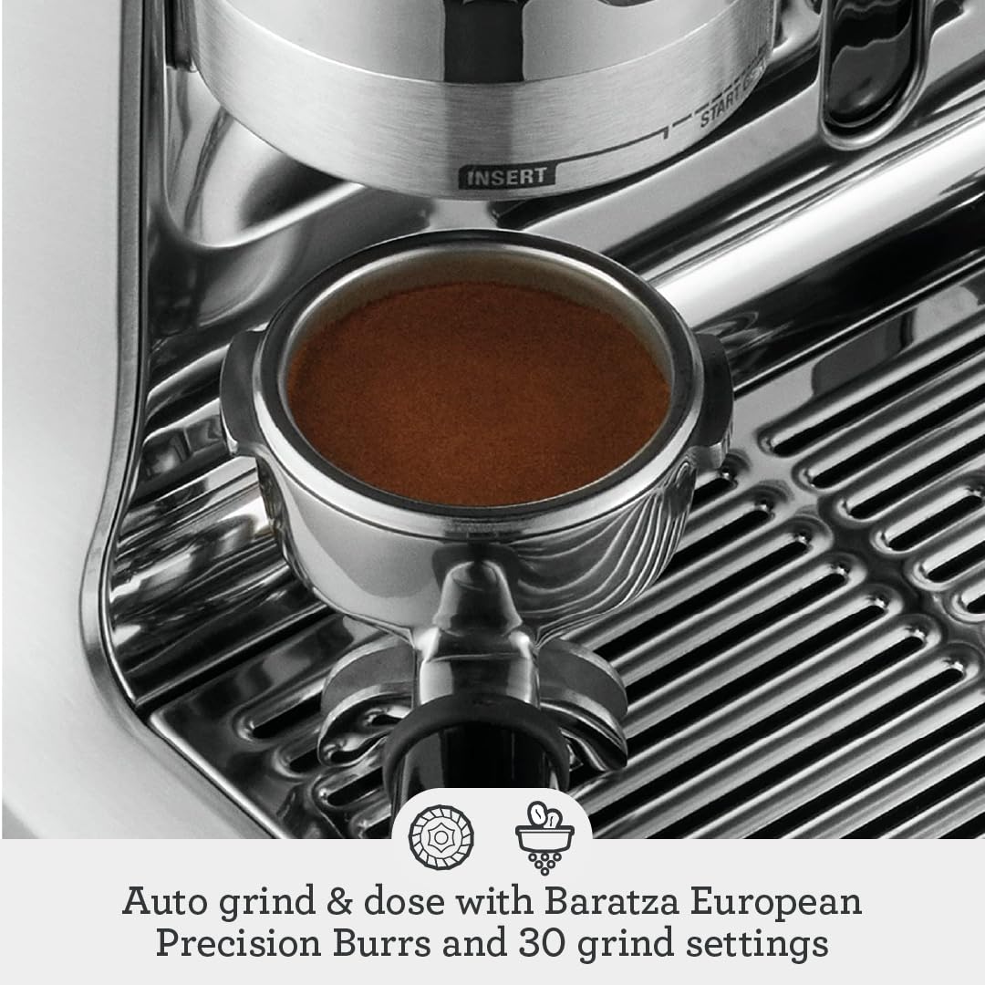 Breville Barista Pro BES878BSS Espresso Machine with Grinder & ThermoJet, Brushed Stainless Steel