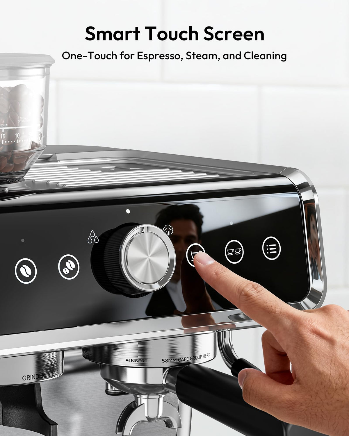 EUHOMY 20 Bar Espresso Machine with Grinder & Milk Frother – Professional Home Coffee Maker