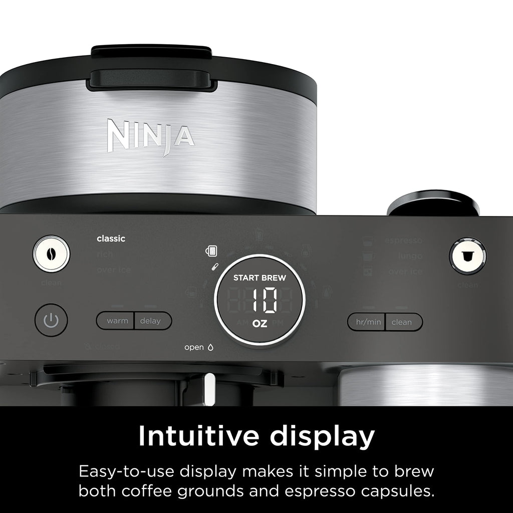 Ninja Espresso & Coffee Maker CFN601, 3 Brew Styles, Nespresso Compatible, Built-in Frother & 12-Cup Carafe
