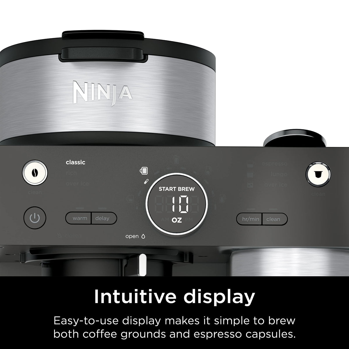Ninja Espresso & Coffee Maker CFN601, 3 Brew Styles, Nespresso Compatible, Built-in Frother & 12-Cup Carafe