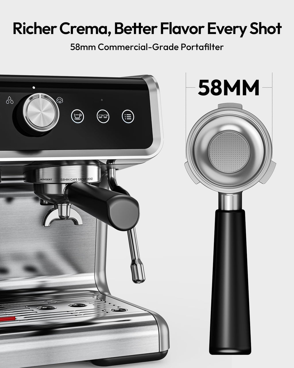 EUHOMY 20 Bar Espresso Machine with Grinder & Milk Frother – Professional Home Coffee Maker