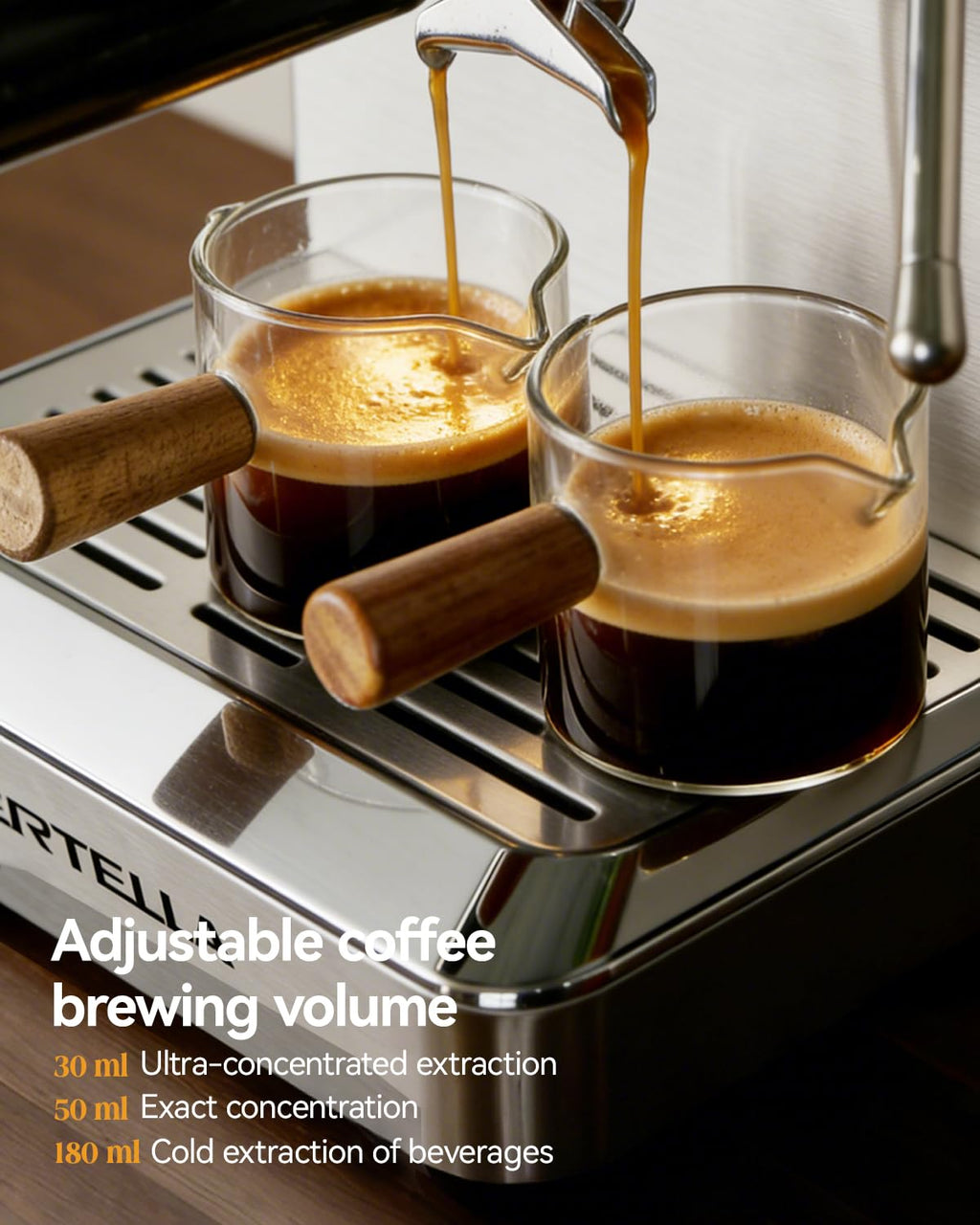 HERTELLA Espresso Machine 20 Bar with Burr Grinder, Milk Frother, Pressure Gauge & 4 Temperature Modes