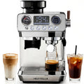 HERTELLA Espresso Machine 20 Bar with Burr Grinder, Milk Frother, Pressure Gauge & 4 Temperature Modes