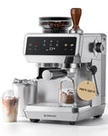 AMZCHEF Espresso Machine with Grinder, 44 Grind Settings, Temp Control 190-201°F, Milk Frother & Cold Brew