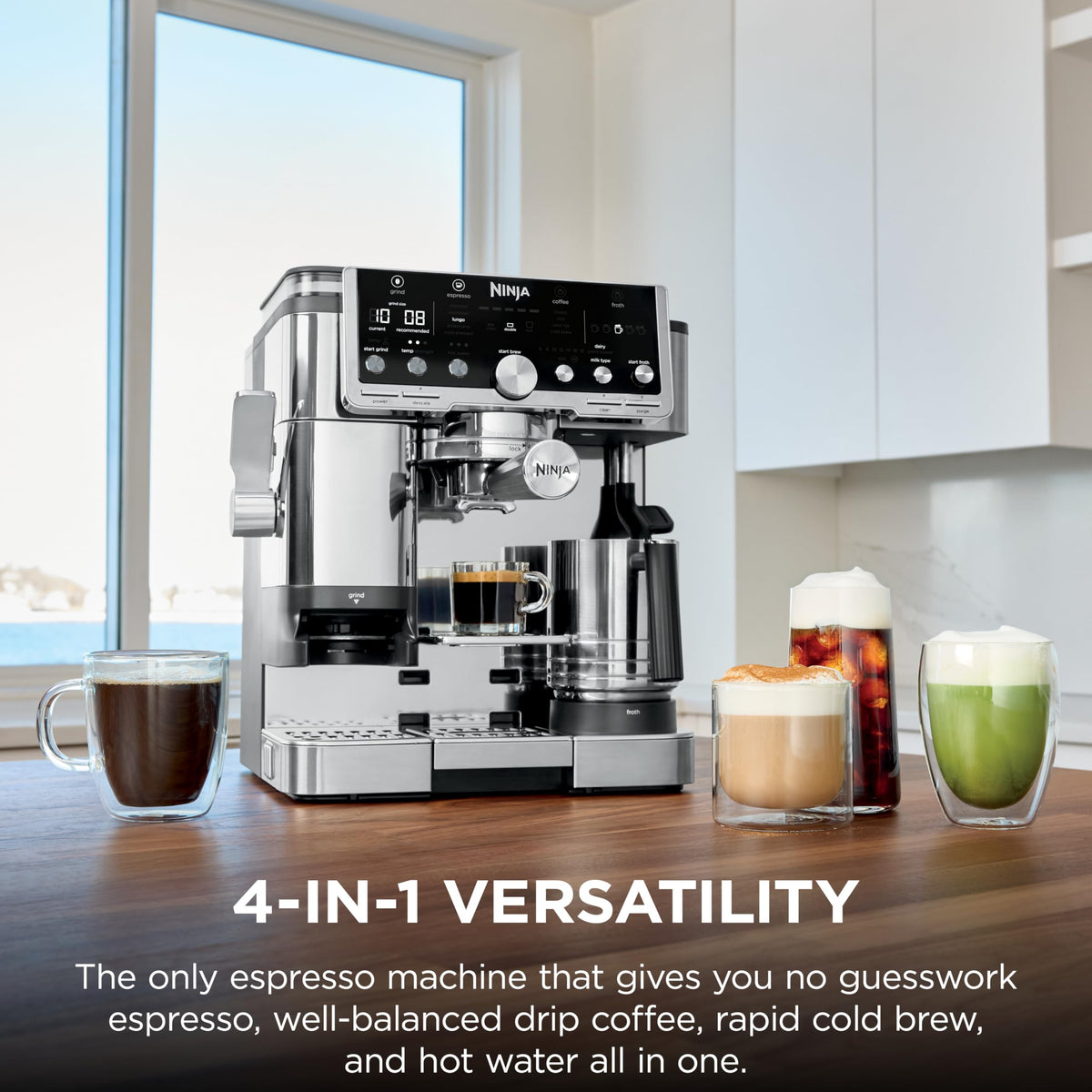 Ninja Luxe Café Pro Espresso Machine with Grinder & Frother - 4-in-1 Coffee Maker for Espresso, Drip, Cold Brew