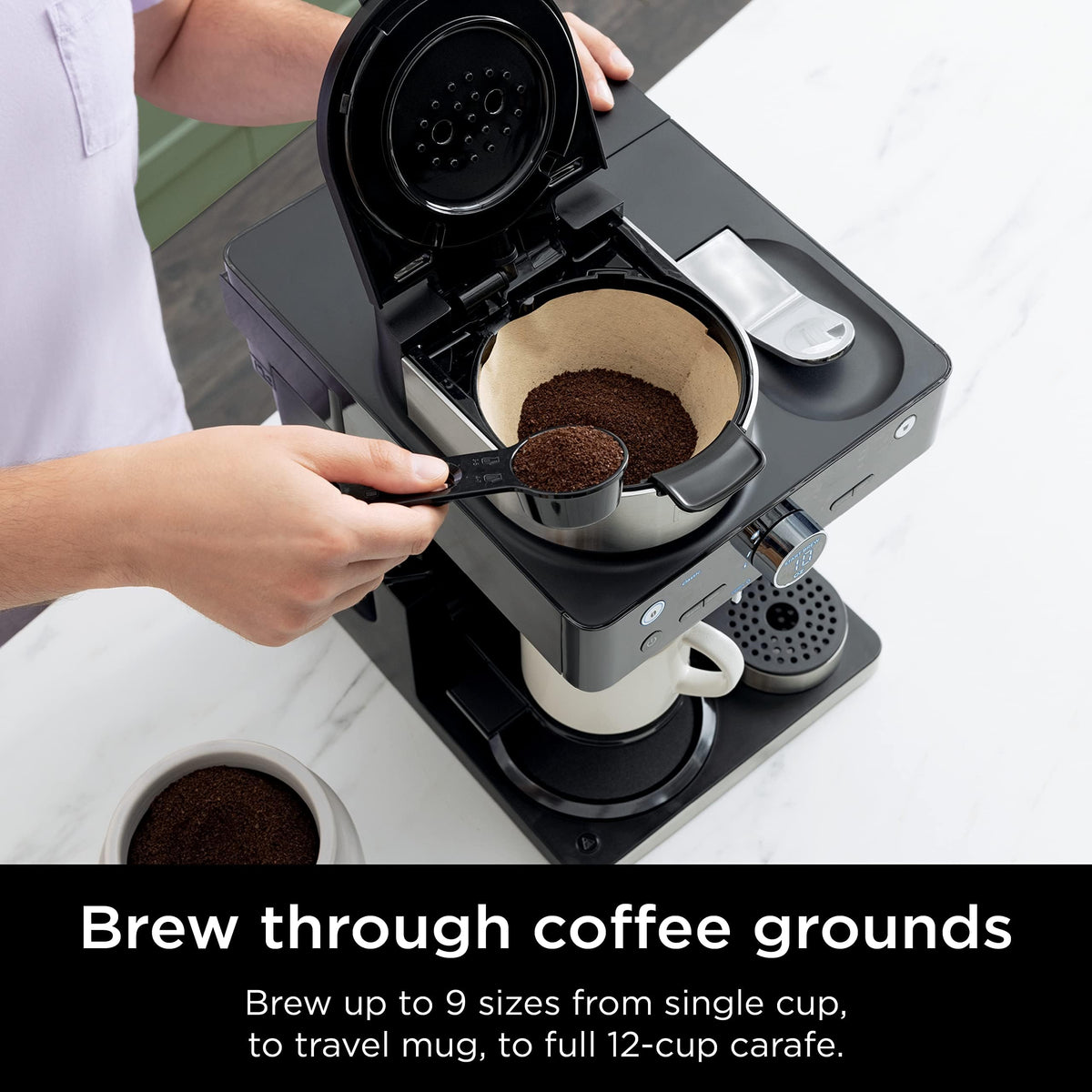 Ninja Espresso & Coffee Maker CFN601, 3 Brew Styles, Nespresso Compatible, Built-in Frother & 12-Cup Carafe