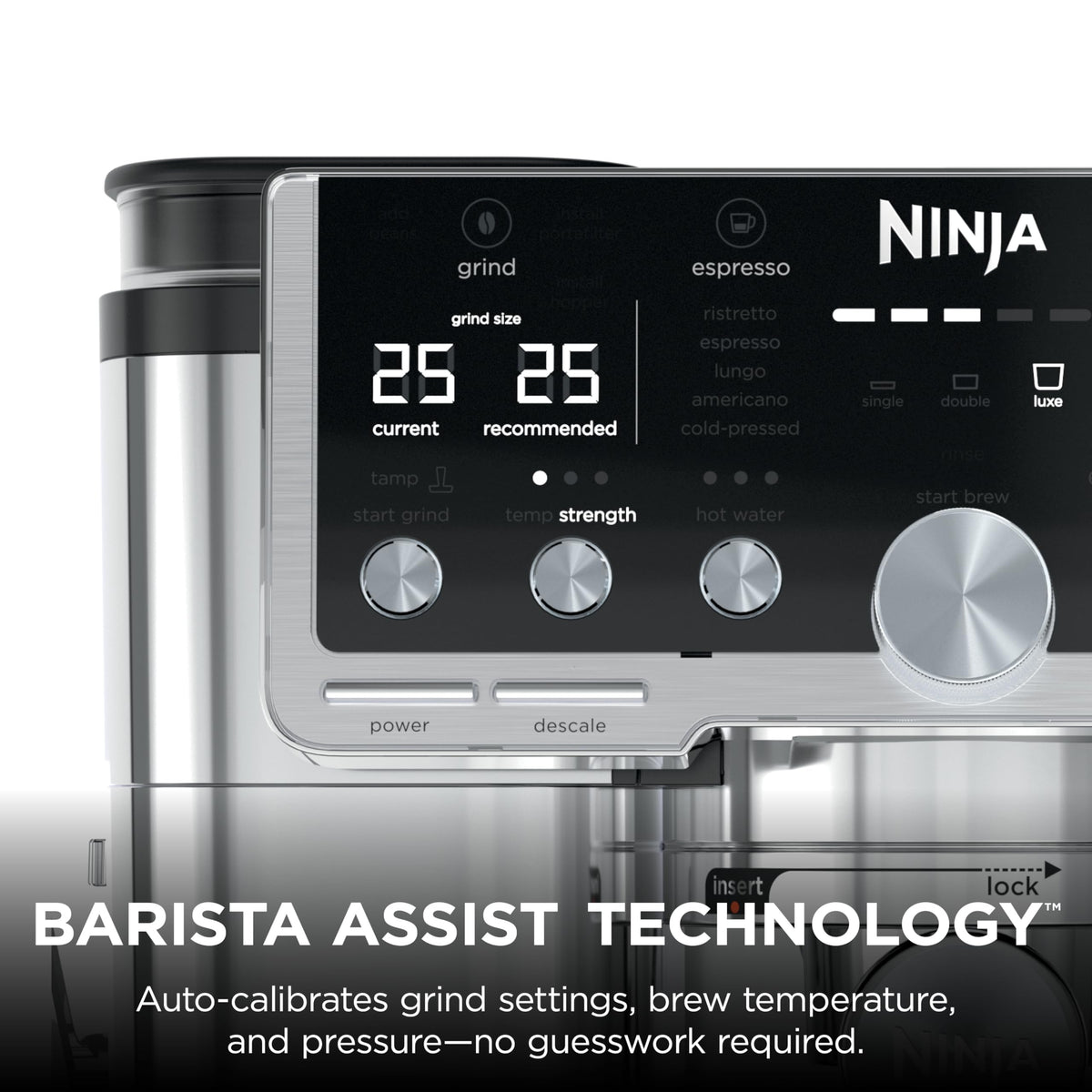 Ninja Luxe Café Pro Espresso Machine with Grinder & Frother - 4-in-1 Coffee Maker for Espresso, Drip, Cold Brew