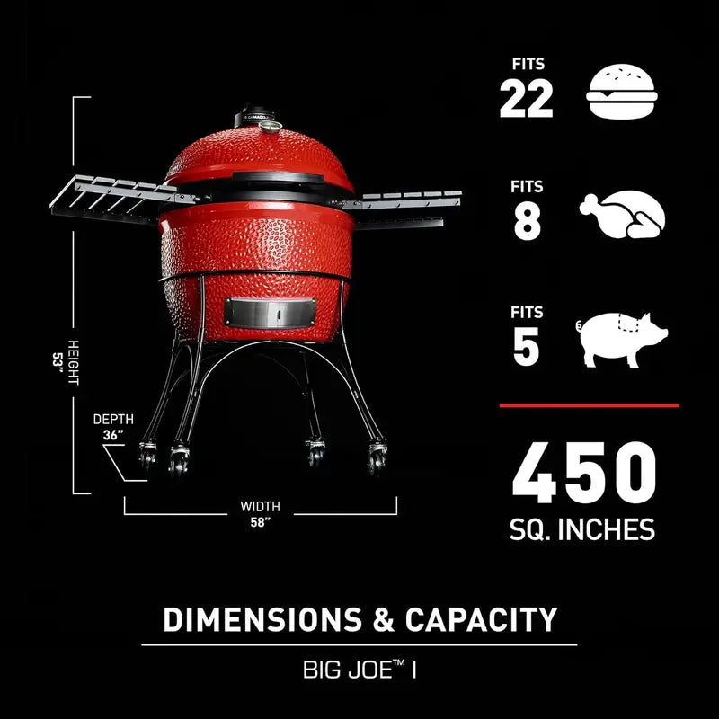 Kamado Joe Big Joe I 24 in. Blaze Red Ceramic Charcoal Grills - image 3