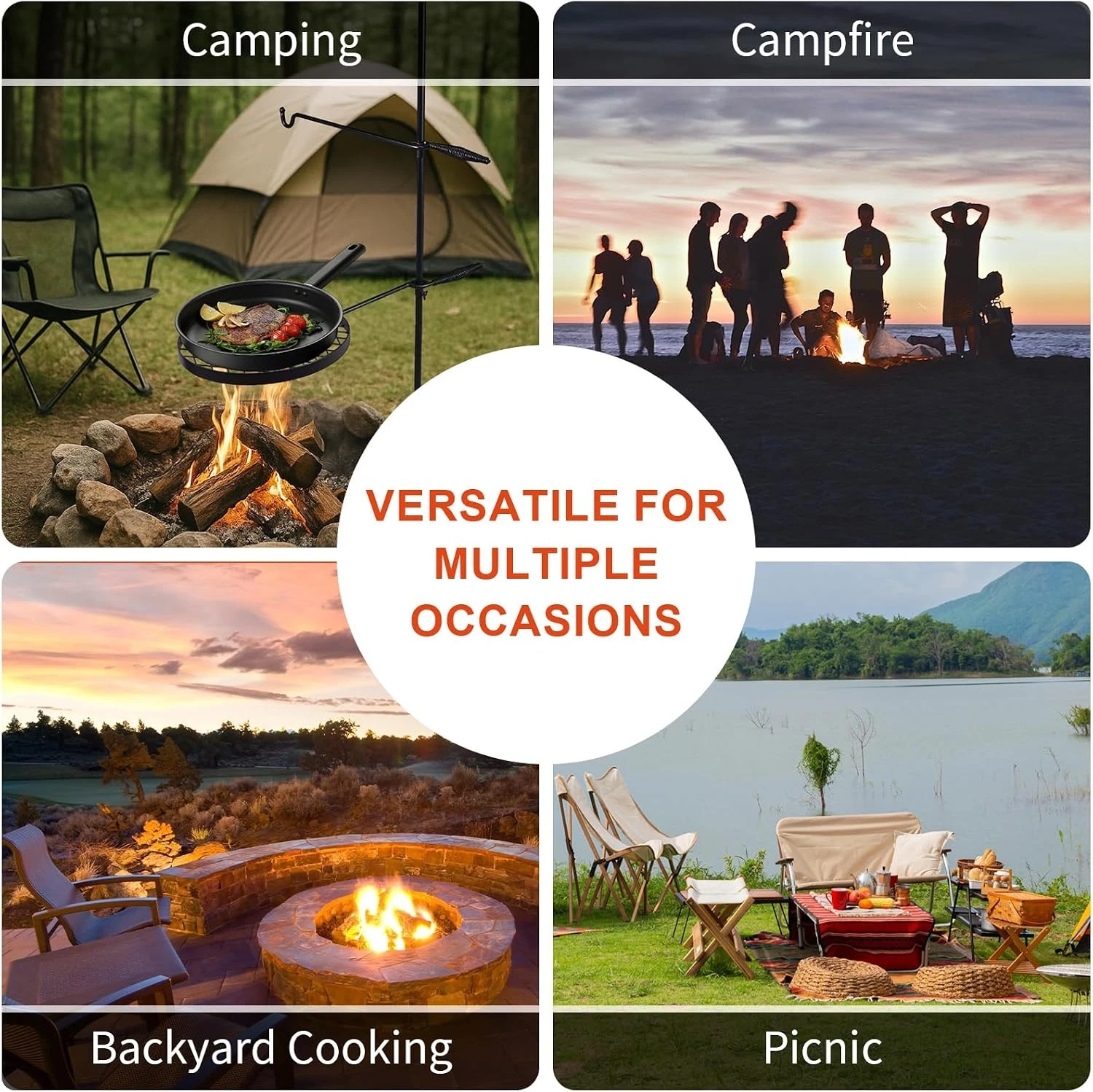 Camping Swivel Outdoor Grill (Portable Fire Cooking Grill) - Image 9