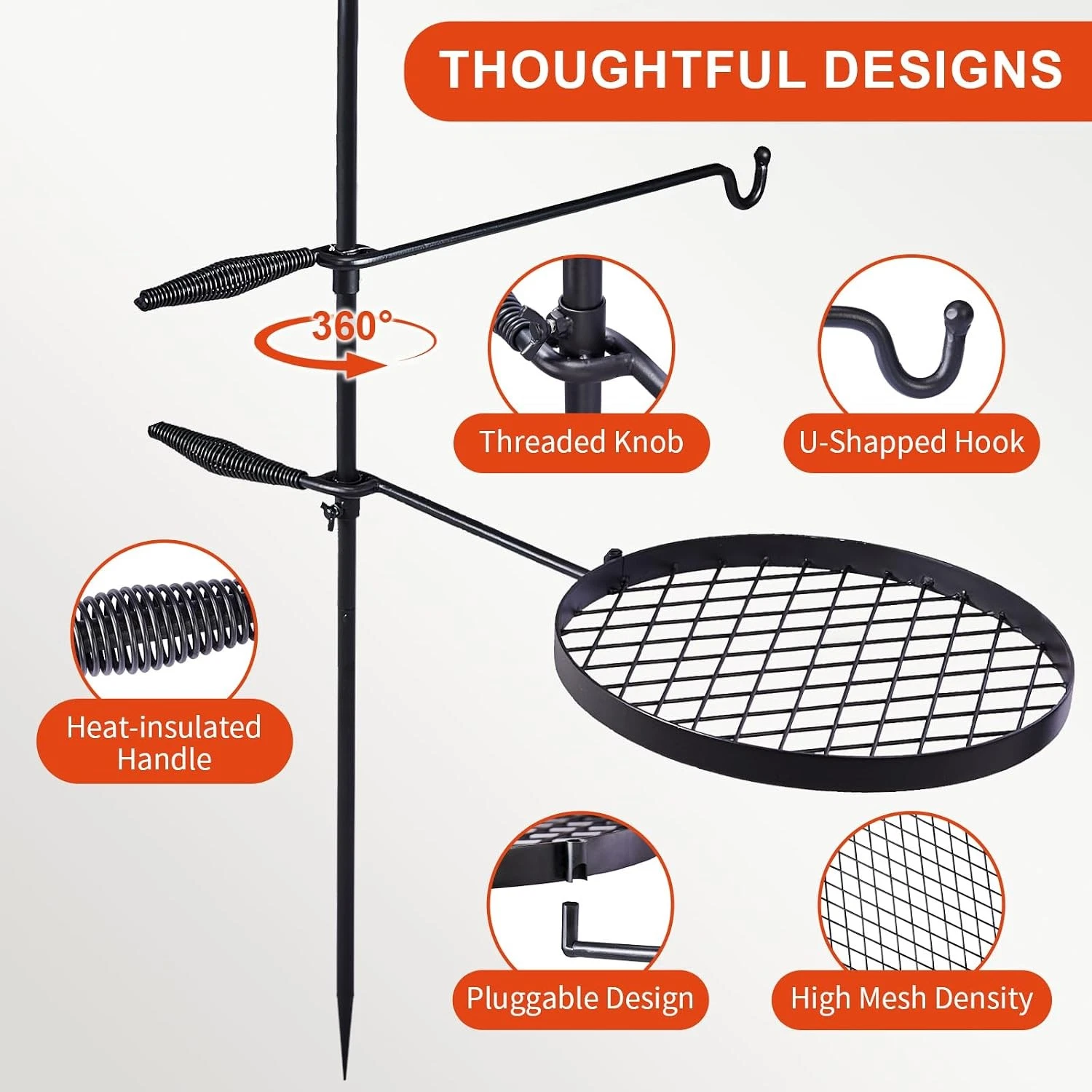 Camping Swivel Outdoor Grill (Portable Fire Cooking Grill) - Image 2
