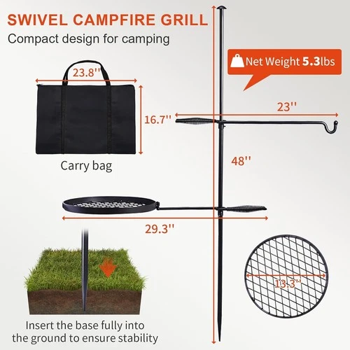 Camping Swivel Outdoor Grill (Portable Fire Cooking Grill) - Image 7